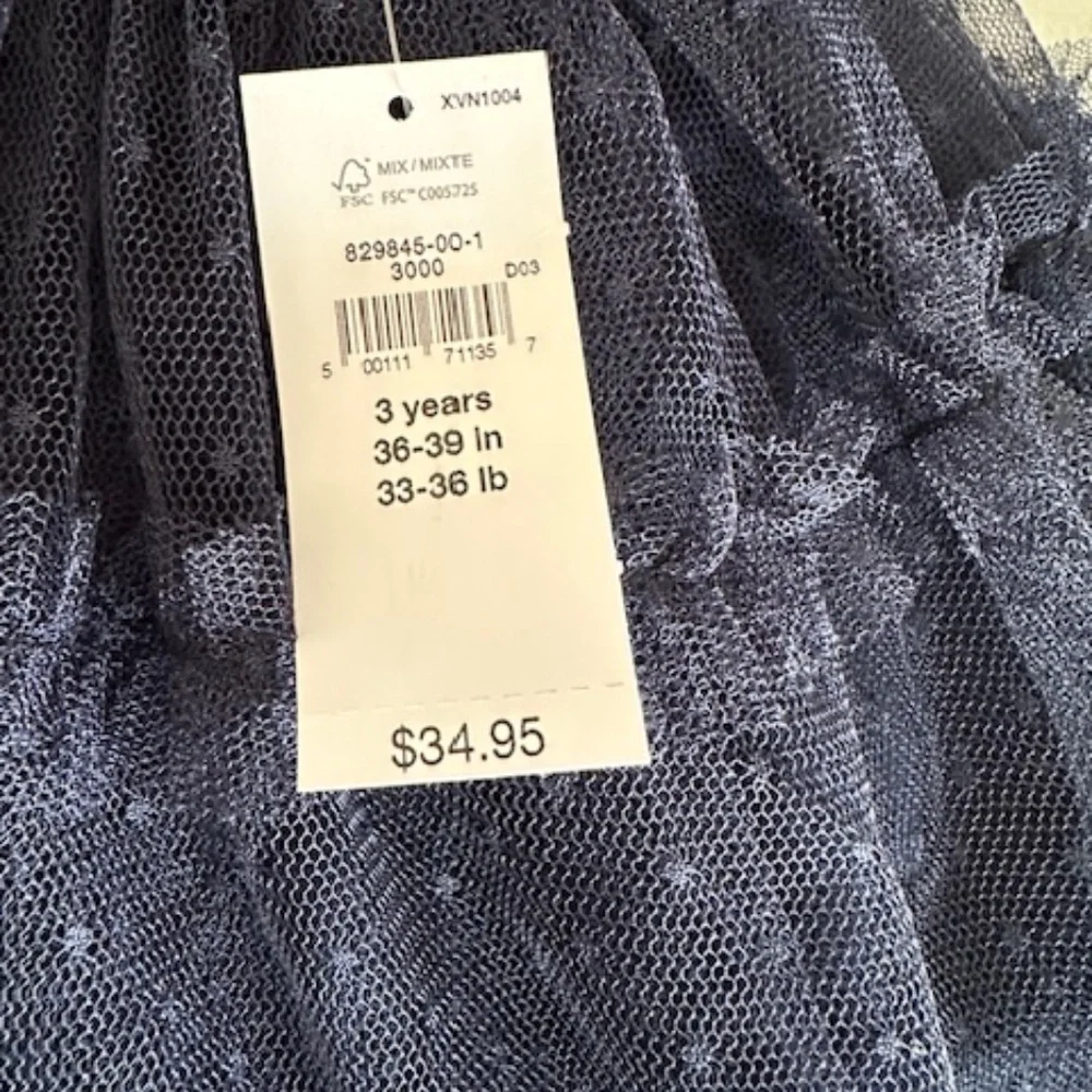 NWT Girl's 3T Gap Navy Blue Lined Tulle Skirt 3 Years